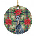 Blue Doberman Pinscher Christmas PoinsettIas Ceramic Ornament Christmas Tree Hanging Decorations for Home Christmas Holiday, Party, Gift, 3 in, Multicolor