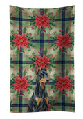 Doberman Pinscher Christmas PoinsettIas Kitchen Towel Velour Plush Front and Cotton Loop Back Machine Washable