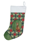 Red Doberman Pinscher Christmas PoinsettIas Holiday Stocking Double-Sided Print, Polyester Suede,11x18, Made in USA
