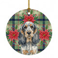 Blue Roan & Tan English Cocker Spaniel Christmas PoinsettIas Ceramic Ornament Christmas Tree Hanging Decorations for Home Christmas Holiday, Party, Gift, 3 in, Multicolor