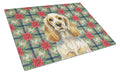 Lemon Roan English Cocker Spaniel Christmas PoinsettIas Cutting Board Tempered Glass Kitchen Cutting Surface, Heat Resistant Chopping, Non-Slip Feet, Food Prep & Serving