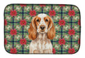 Orange Roan English Cocker Spaniel Christmas PoinsettIas Dish Drying Mat Absorbent Dish Drying Mat Pad for Kitchen Counter Dish Drainer Mat for Countertop, 14 x 21", Multicolor