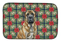 Brindle English Mastiff Christmas PoinsettIas Dish Drying Mat Absorbent Dish Drying Mat Pad for Kitchen Counter Dish Drainer Mat for Countertop, 14 x 21", Multicolor