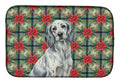 Blue Belton English Setter Christmas PoinsettIas Dish Drying Mat Absorbent Dish Drying Mat Pad for Kitchen Counter Dish Drainer Mat for Countertop, 14 x 21", Multicolor