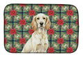 Lemon Belton English Setter Christmas PoinsettIas Dish Drying Mat Absorbent Dish Drying Mat Pad for Kitchen Counter Dish Drainer Mat for Countertop, 14 x 21", Multicolor