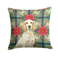 Lemon Belton English Setter Christmas PoinsettIas Decorative Throw Pillow 14x14 Indoor Outdoor Accent Cushion, Fabric Cover with Insert for Sofa, Bed, Porch & Living Room