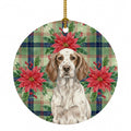 Liver Belton English Setter Christmas PoinsettIas Ceramic Ornament Christmas Tree Hanging Decorations for Home Christmas Holiday, Party, Gift, 3 in, Multicolor