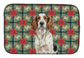 Tricolor English Setter Christmas PoinsettIas Dish Drying Mat Absorbent Dish Drying Mat Pad for Kitchen Counter Dish Drainer Mat for Countertop, 14 x 21", Multicolor