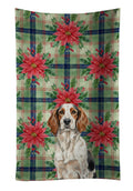Tricolor English Setter Christmas PoinsettIas Kitchen Towel Velour Plush Front and Cotton Loop Back Machine Washable