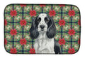 Black and White English Springer Spaniel Christmas PoinsettIas Dish Drying Mat Absorbent Dish Drying Mat Pad for Kitchen Counter Dish Drainer Mat for Countertop, 14 x 21", Multicolor