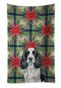 Black and White English Springer Spaniel Christmas PoinsettIas Kitchen Towel Velour Plush Front and Cotton Loop Back Machine Washable