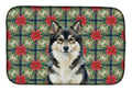 Finnish Lapphund Christmas PoinsettIas Dish Drying Mat Absorbent Dish Drying Mat Pad for Kitchen Counter Dish Drainer Mat for Countertop, 14 x 21", Multicolor