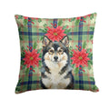 Finnish Lapphund Christmas PoinsettIas Decorative Throw Pillow 14x14 Indoor Outdoor Accent Cushion, Fabric Cover with Insert for Sofa, Bed, Porch & Living Room
