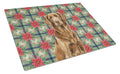 Liver Flat-Coated Retriever Christmas PoinsettIas Cutting Board Tempered Glass Kitchen Cutting Surface, Heat Resistant Chopping, Non-Slip Feet, Food Prep & Serving
