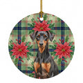 German Pinscher Christmas PoinsettIas Ceramic Ornament Christmas Tree Hanging Decorations for Home Christmas Holiday, Party, Gift, 3 in, Multicolor