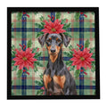 German Pinscher Christmas PoinsettIas Framed Metal Print Bathroom, Kitchen, Office, Home Decor Wall Art Ready to Hang, Square, 8X8