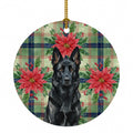 Black German Shepherd Christmas PoinsettIas Ceramic Ornament Christmas Tree Hanging Decorations for Home Christmas Holiday, Party, Gift, 3 in, Multicolor