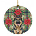 German Shepherd Christmas PoinsettIas Ceramic Ornament Christmas Tree Hanging Decorations for Home Christmas Holiday, Party, Gift, 3 in, Multicolor