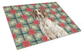 German Shorthaired Pointer Christmas PoinsettIas Cutting Board Tempered Glass Kitchen Cutting Surface, Heat Resistant Chopping, Non-Slip Feet, Food Prep & Serving