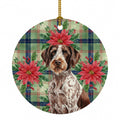 Roan German Wirehaired Pointer Christmas PoinsettIas Ceramic Ornament Christmas Tree Hanging Decorations for Home Christmas Holiday, Party, Gift, 3 in, Multicolor