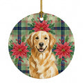 Golden Retriever Christmas PoinsettIas Ceramic Ornament Christmas Tree Hanging Decorations for Home Christmas Holiday, Party, Gift, 3 in, Multicolor