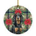 Gordon Setter Christmas PoinsettIas Ceramic Ornament Christmas Tree Hanging Decorations for Home Christmas Holiday, Party, Gift, 3 in, Multicolor