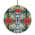 Blue Great Dane Christmas PoinsettIas Ceramic Ornament Christmas Tree Hanging Decorations for Home Christmas Holiday, Party, Gift, 3 in, Multicolor