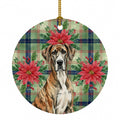 Brindle Great Dane Christmas PoinsettIas Ceramic Ornament Christmas Tree Hanging Decorations for Home Christmas Holiday, Party, Gift, 3 in, Multicolor