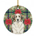 Badger Great Pyrenees Christmas PoinsettIas Ceramic Ornament Christmas Tree Hanging Decorations for Home Christmas Holiday, Party, Gift, 3 in, Multicolor