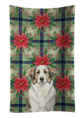 Badger Great Pyrenees Christmas PoinsettIas Kitchen Towel Velour Plush Front and Cotton Loop Back Machine Washable