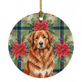 Reddish Brown Great Pyrenees Christmas PoinsettIas Ceramic Ornament Christmas Tree Hanging Decorations for Home Christmas Holiday, Party, Gift, 3 in, Multicolor