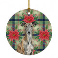Brindle Greyhound Christmas PoinsettIas Ceramic Ornament Christmas Tree Hanging Decorations for Home Christmas Holiday, Party, Gift, 3 in, Multicolor