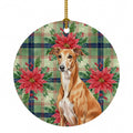 Red Greyhound Christmas PoinsettIas Ceramic Ornament Christmas Tree Hanging Decorations for Home Christmas Holiday, Party, Gift, 3 in, Multicolor
