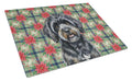 Black Havanese Christmas PoinsettIas Cutting Board Tempered Glass Kitchen Cutting Surface, Heat Resistant Chopping, Non-Slip Feet, Food Prep & Serving