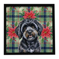 Black Havanese Christmas PoinsettIas Framed Metal Print Bathroom, Kitchen, Office, Home Decor Wall Art Ready to Hang, Square, 8X8