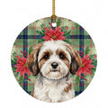 Parti-color Havanese Christmas PoinsettIas Ceramic Ornament Christmas Tree Hanging Decorations for Home Christmas Holiday, Party, Gift, 3 in, Multicolor