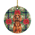 Irish Setter Christmas PoinsettIas Ceramic Ornament Christmas Tree Hanging Decorations for Home Christmas Holiday, Party, Gift, 3 in, Multicolor