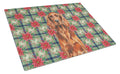 Irish Setter Christmas PoinsettIas Cutting Board Tempered Glass Kitchen Cutting Surface, Heat Resistant Chopping, Non-Slip Feet, Food Prep & Serving