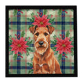 Irish Terrier Christmas PoinsettIas Framed Metal Print Bathroom, Kitchen, Office, Home Decor Wall Art Ready to Hang, Square, 8X8
