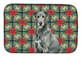 Gray Irish Wolfhound Christmas PoinsettIas Dish Drying Mat Absorbent Dish Drying Mat Pad for Kitchen Counter Dish Drainer Mat for Countertop, 14 x 21", Multicolor