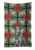 Gray Irish Wolfhound Christmas PoinsettIas Kitchen Towel Velour Plush Front and Cotton Loop Back Machine Washable