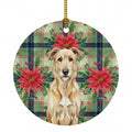 Wheaten Irish Wolfhound Christmas PoinsettIas Ceramic Ornament Christmas Tree Hanging Decorations for Home Christmas Holiday, Party, Gift, 3 in, Multicolor