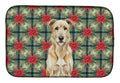 Wheaten Irish Wolfhound Christmas PoinsettIas Dish Drying Mat Absorbent Dish Drying Mat Pad for Kitchen Counter Dish Drainer Mat for Countertop, 14 x 21", Multicolor