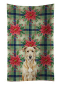 Wheaten Irish Wolfhound Christmas PoinsettIas Kitchen Towel Velour Plush Front and Cotton Loop Back Machine Washable