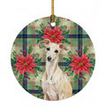 Cream Italian Greyhound Christmas PoinsettIas Ceramic Ornament Christmas Tree Hanging Decorations for Home Christmas Holiday, Party, Gift, 3 in, Multicolor