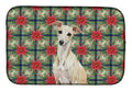Cream Italian Greyhound Christmas PoinsettIas Dish Drying Mat Absorbent Dish Drying Mat Pad for Kitchen Counter Dish Drainer Mat for Countertop, 14 x 21", Multicolor