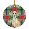 Fawn Italian Greyhound Christmas PoinsettIas Ceramic Ornament Christmas Tree Hanging Decorations for Home Christmas Holiday, Party, Gift, 3 in, Multicolor