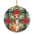Red Italian Greyhound Christmas PoinsettIas Ceramic Ornament Christmas Tree Hanging Decorations for Home Christmas Holiday, Party, Gift, 3 in, Multicolor