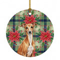 Red Italian Greyhound Christmas PoinsettIas Ceramic Ornament Christmas Tree Hanging Decorations for Home Christmas Holiday, Party, Gift, 3 in, Multicolor