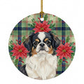 Tricolor Japanese Chin Christmas PoinsettIas Ceramic Ornament Christmas Tree Hanging Decorations for Home Christmas Holiday, Party, Gift, 3 in, Multicolor